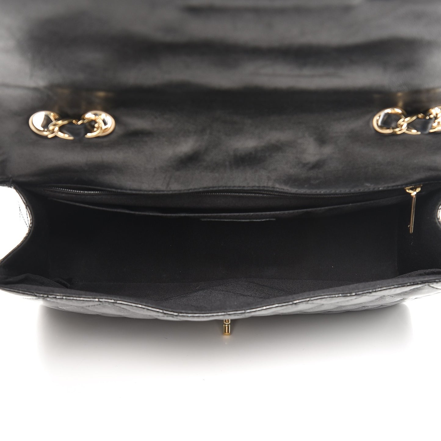 Patent Quilted Sparkle Glitter Jumbo Single Flap Black