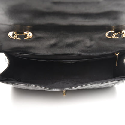Chanel Patent Quilted Sparkle Glitter Jumbo Single Flap Black 6 of 10