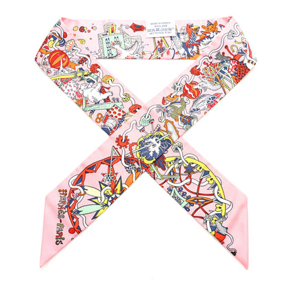 Hermes Silk La Folle Parade Twilly Rose Malabar White 1 of 3