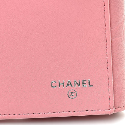 Chanel Lambskin Camellia Embossed Long Double Wallet Pink 7 of 19
