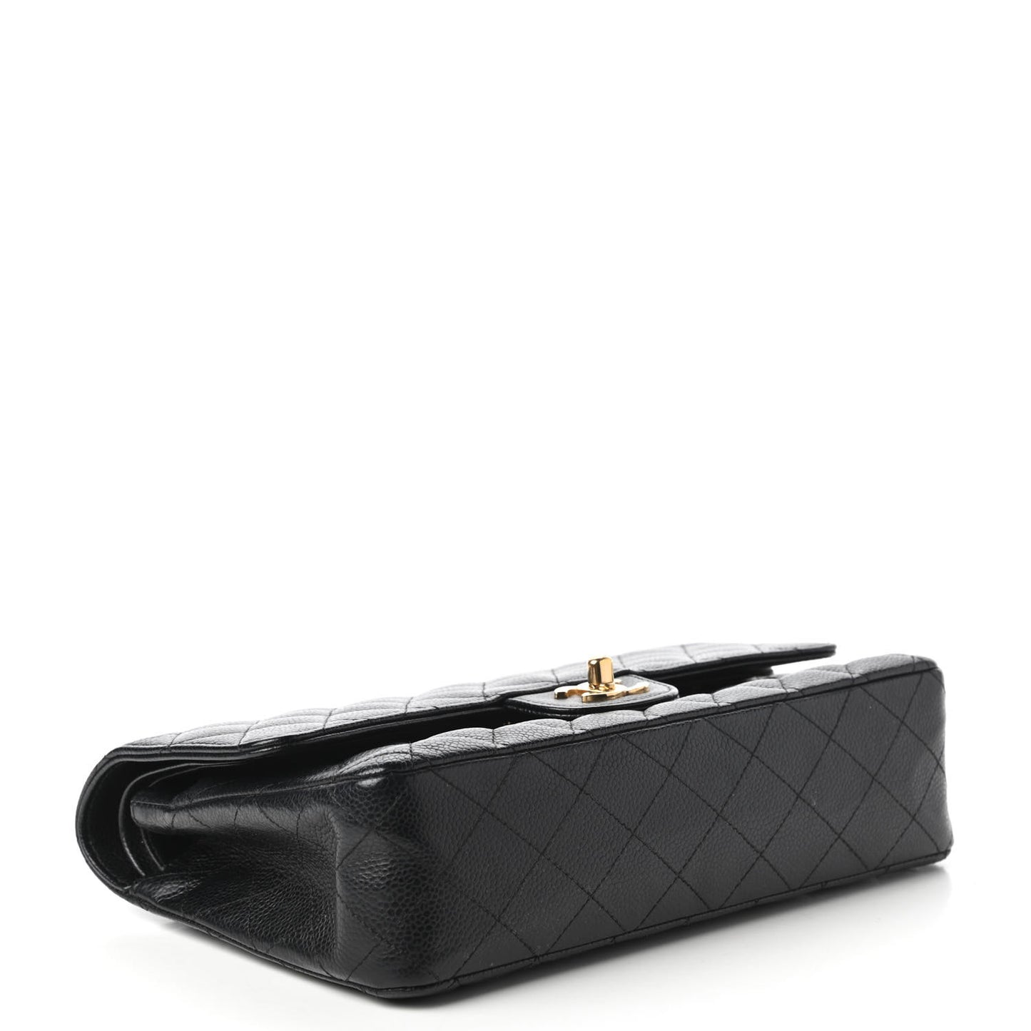 Caviar Quilted Medium Double Flap Black