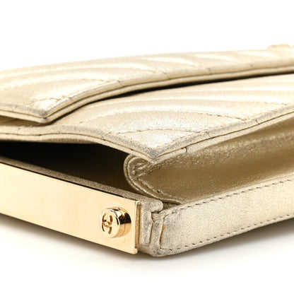 Chanel Chevron Quilted CC Clutch Gold 9 of 18
