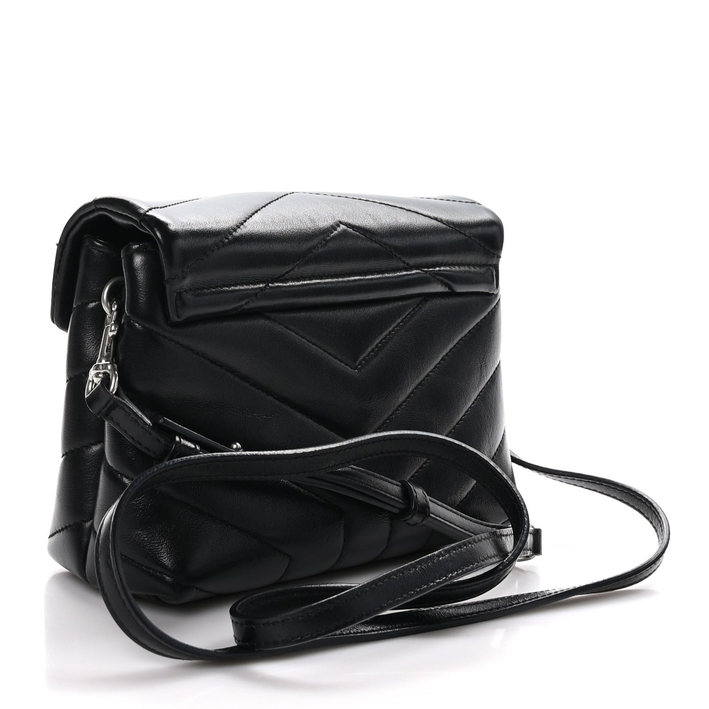 Calfskin Y Quilted Monogram Toy Loulou Crossbody Bag Black
