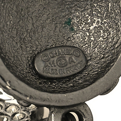 Chanel Ruthenium Crystal Pearl Enamel Drop CC Earrings 4 of 4