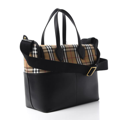 Burberry Calfskin Vintage Check Kingswood Achly Diaper Bag Black 5 of 12