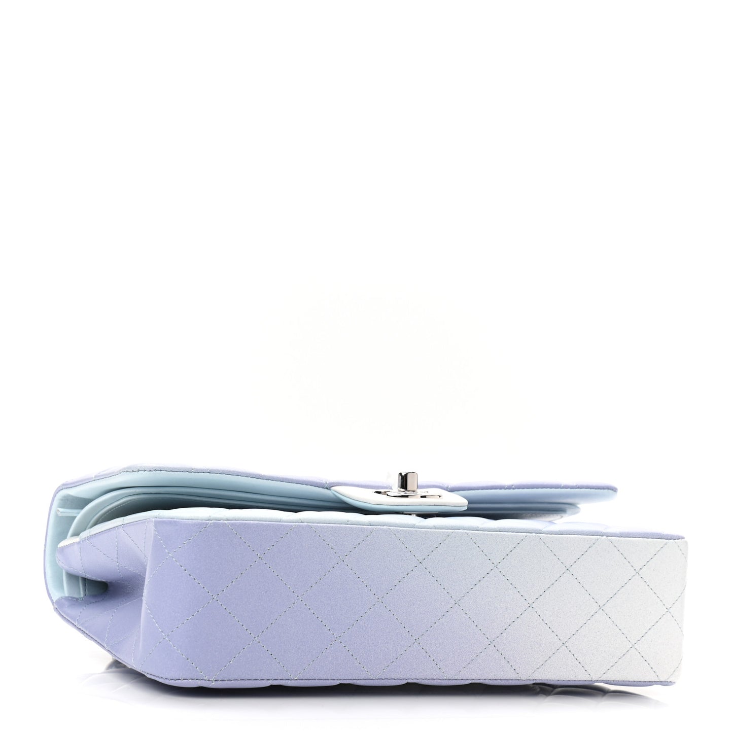 Perforated Lambskin Quilted Medium Double Flap Light Blue Light Purple White