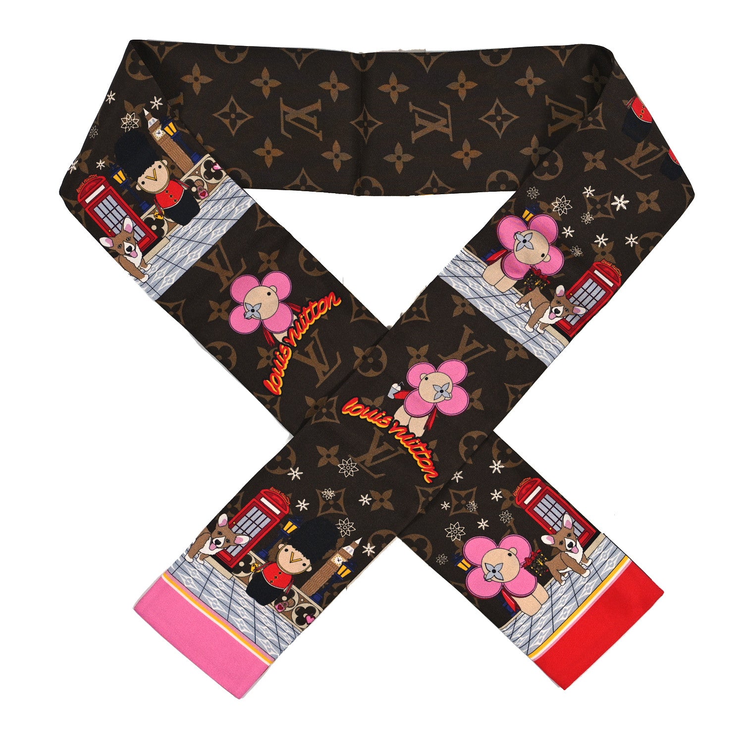 Louis Vuitton Silk Monogram 2021 London Christmas Animation Bandeau Marron 1 of 4