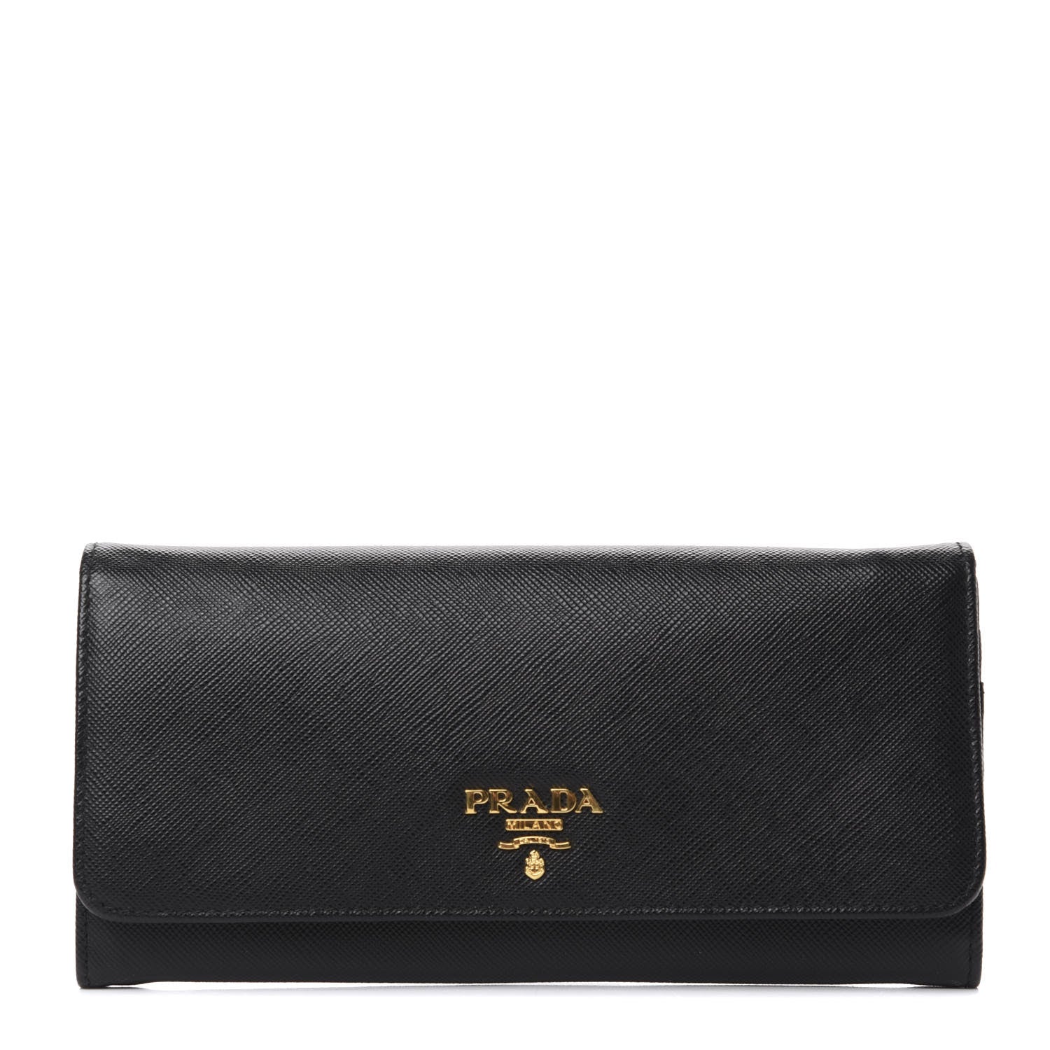 Prada Saffiano Metal Continental Flap Wallet Black 1 of 7