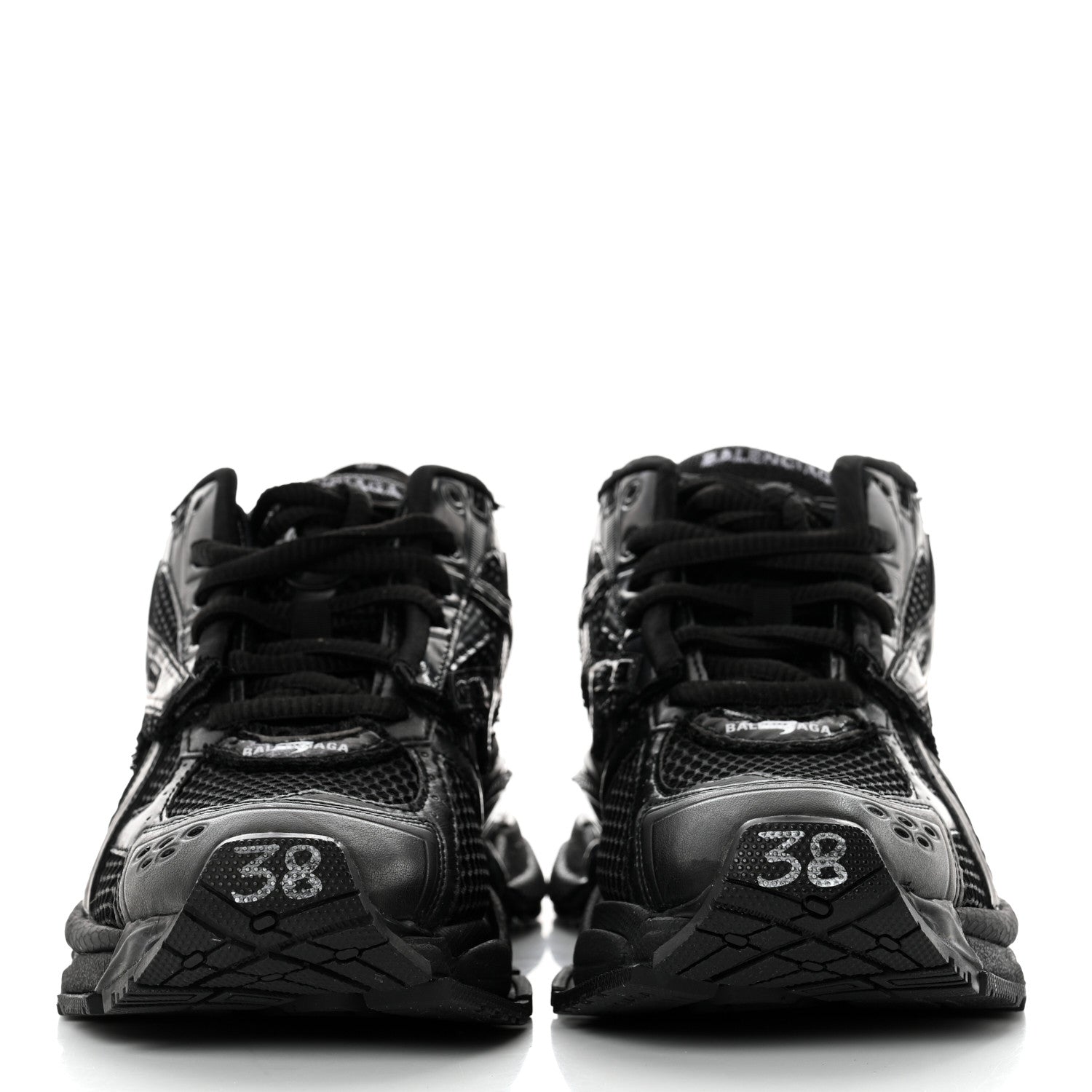 Balenciaga Mesh Rubber Monocolor Womens Runner Sneakers 38 Black 2 of 9