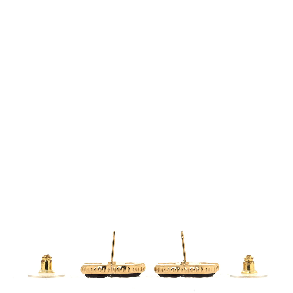 Chanel Metal Enamel CC Earrings Gold Brown 3 of 5