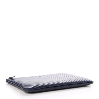 Chanel Caviar Chevron Quilted Medium Cosmetic Case Navy 4 of 8