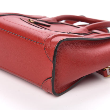 Celine Drummed Calfskin Nano Luggage Red 8 of 9