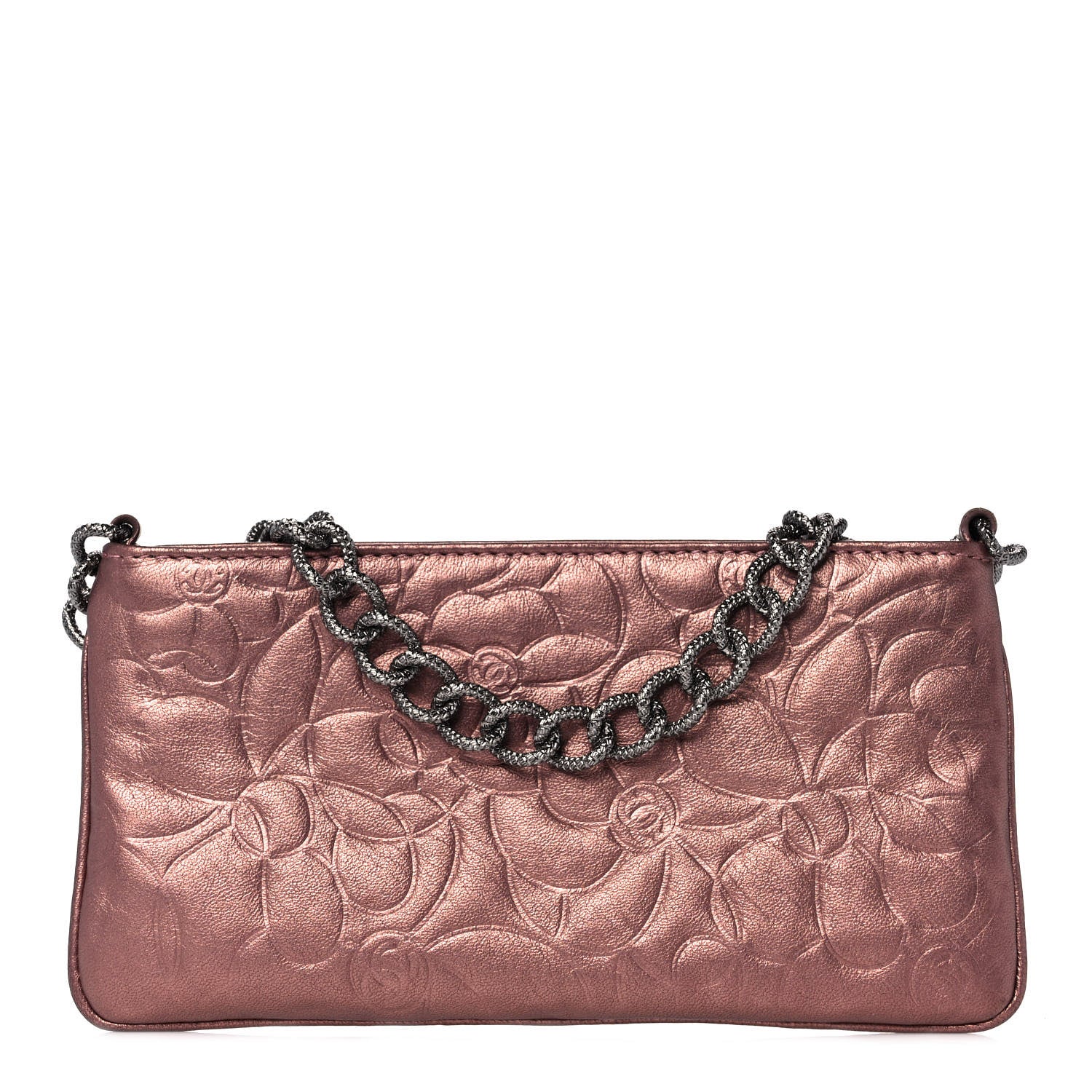 Chanel Metallic Lambskin Camellia Chain Pouch Pink 1 of 8