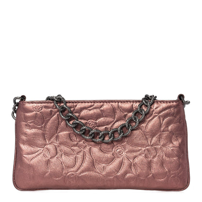 Chanel Metallic Lambskin Camellia Chain Pouch Pink 1 of 8