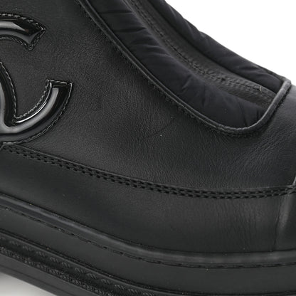 Chanel Calfskin Nylon CC Ankle Snow Boots 37 Black 10 of 17