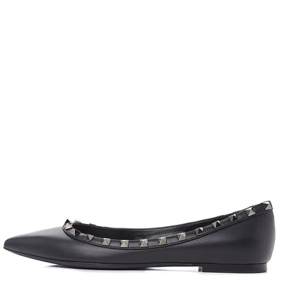 Valentino Garavani Nappa Rockstud Ballerina Flats 38.5 Black 1 of 10