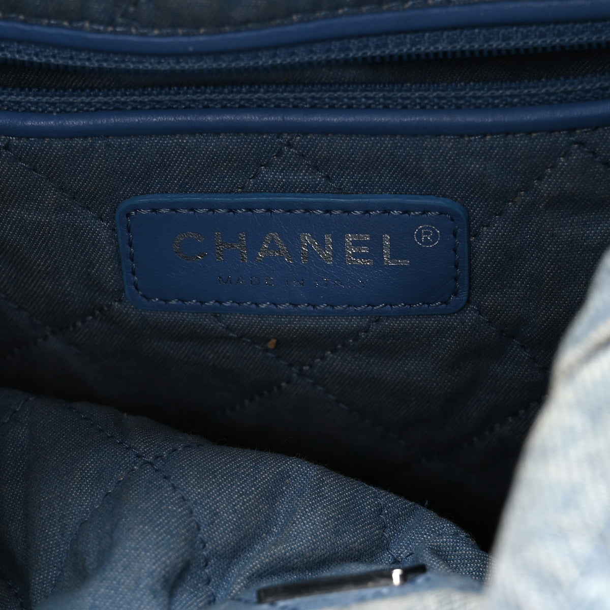 Denim Quilted Small Chanel 22 Blue