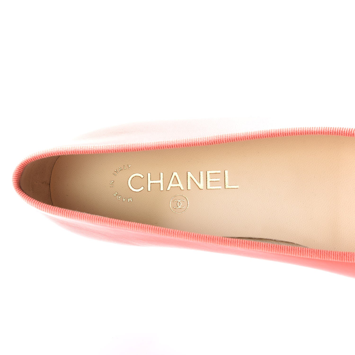 Chanel Lambskin Cap Toe CC Ballerina Flats 38 Coral 7 of 10