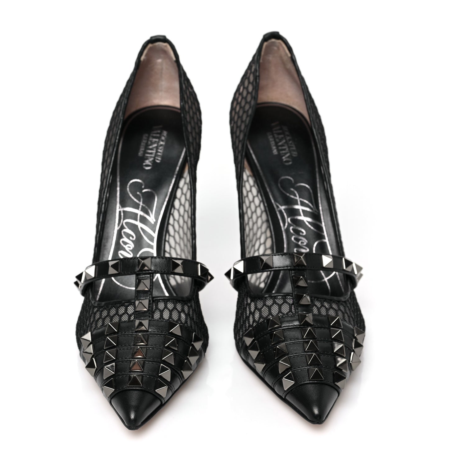 Calfskin Mesh Rockstud Alcove 100mm Pumps 39 Black