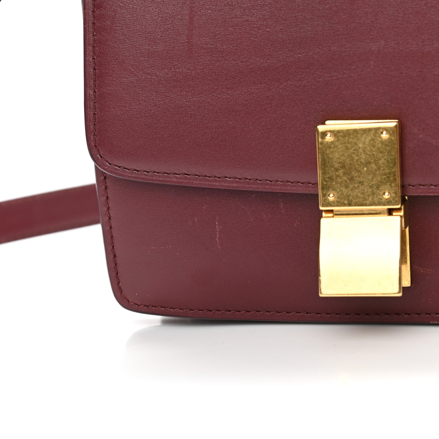 Box Calfskin Small Classic Box Flap Bag Burgundy