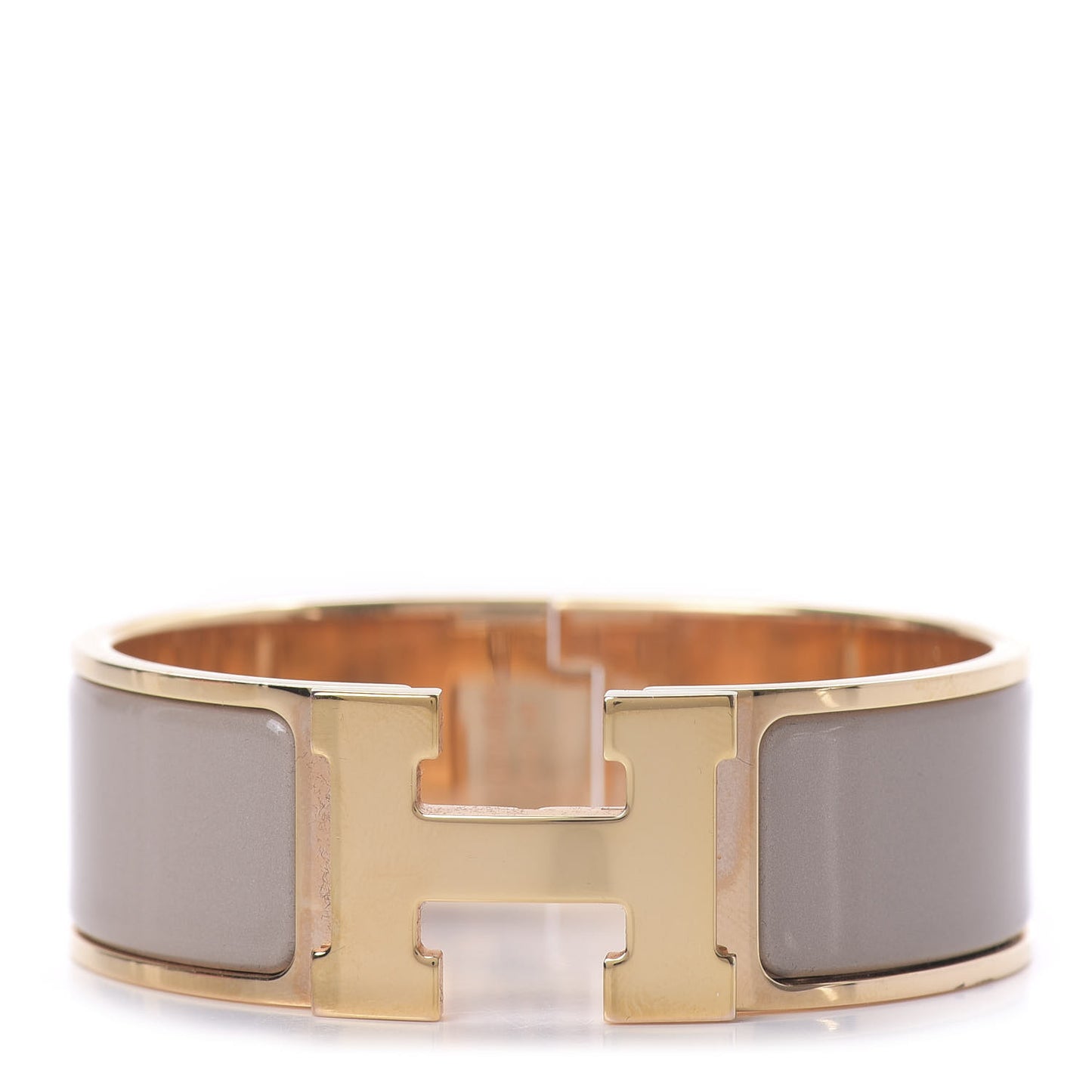 Enamel Wide Clic Clac H Bracelet GM Marron Glace