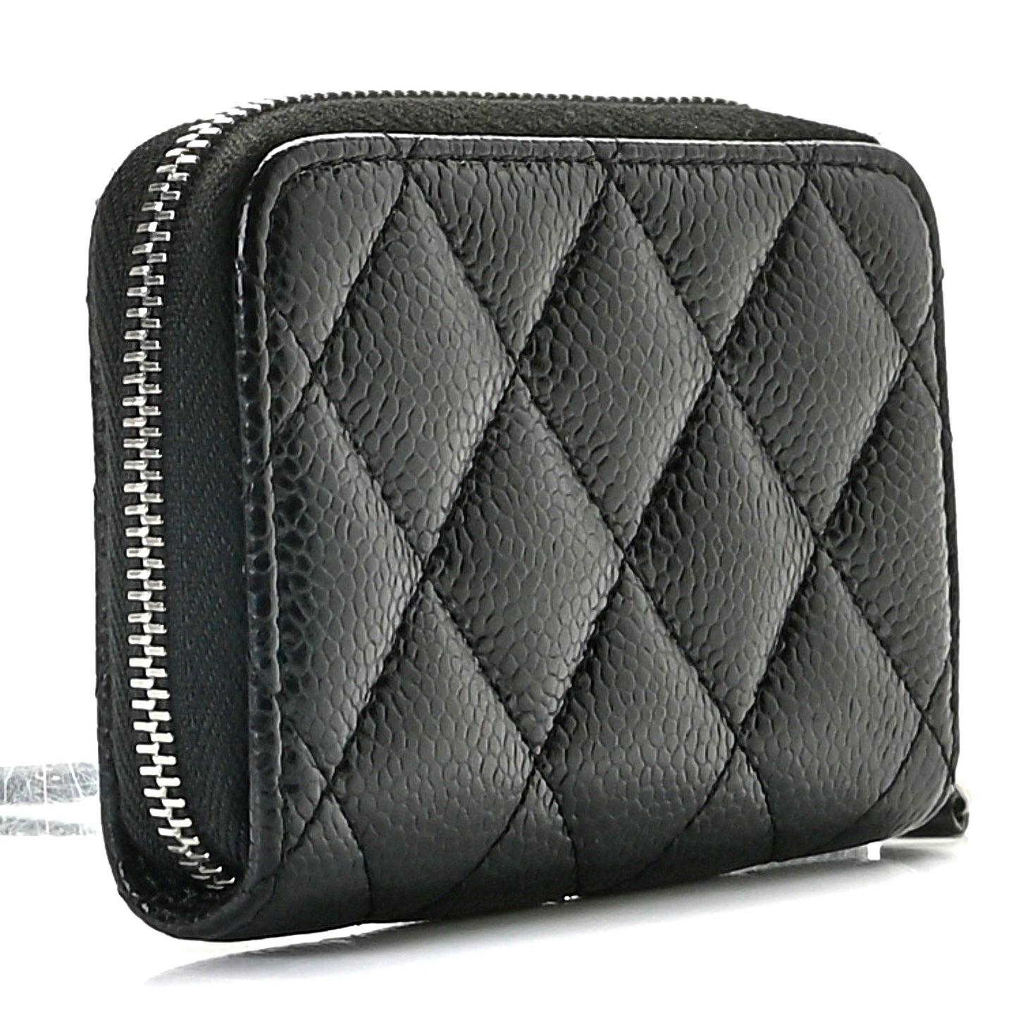Caviar Quilted Zip Coin Purse Black