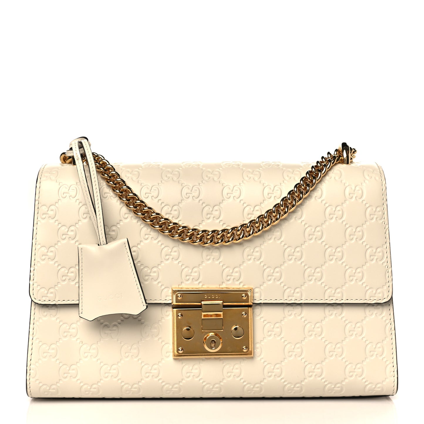 Guccissima Medium Padlock Shoulder Bag Mystic White