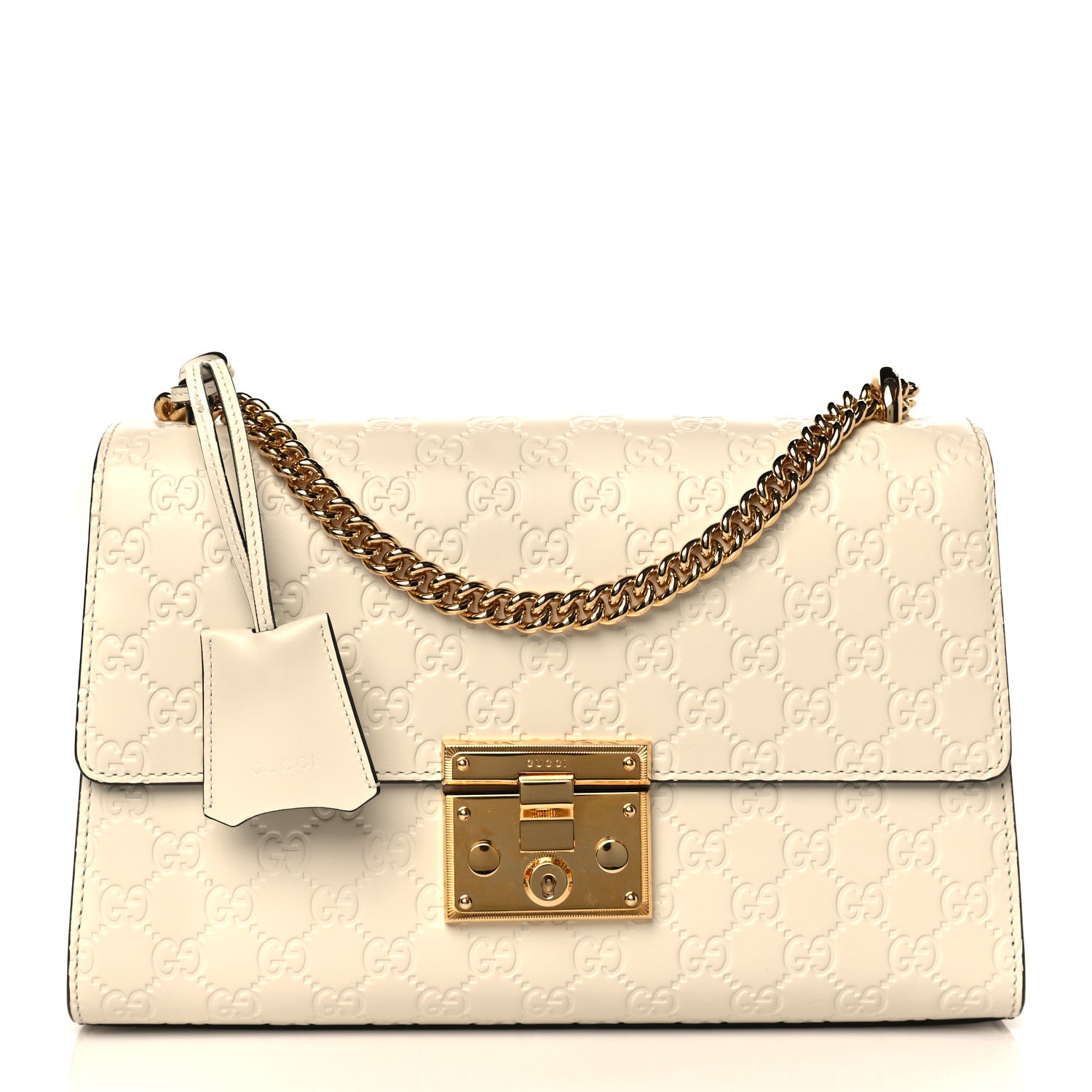 Gucci Guccissima Medium Padlock Shoulder Bag Mystic White 1 of 10
