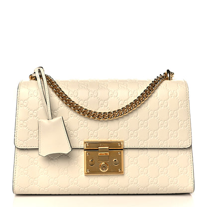 Gucci Guccissima Medium Padlock Shoulder Bag Mystic White 1 of 10