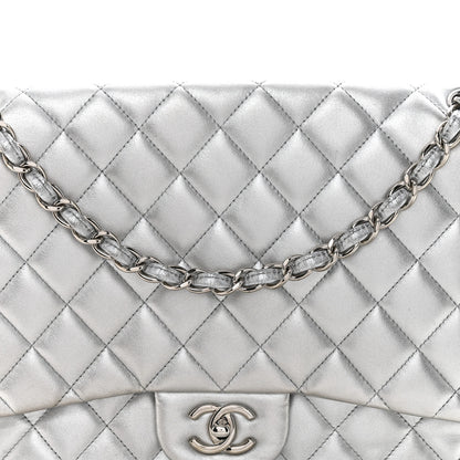 Chanel Metallic Lambskin Quilted Maxi Single Flap Silver 8 of 14