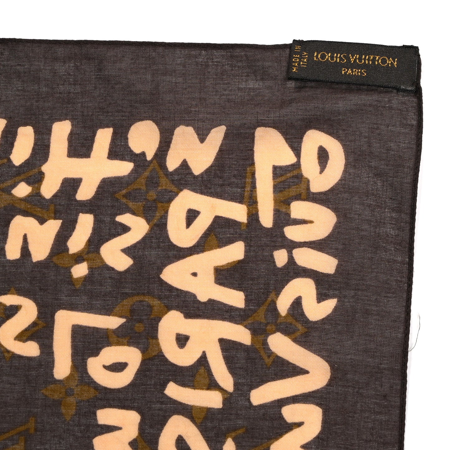 Silk Graffiti Monogram Scarf Peach