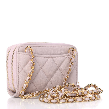 Chanel Caviar Quilted Miss Coco Zip Card Holder On Chain Light Purple 2 of 4