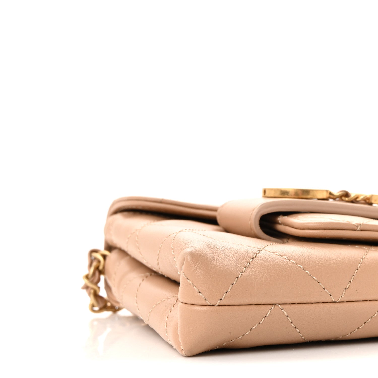 Chanel Calfskin Quilted Enchained Clutch Beige 9 of 10