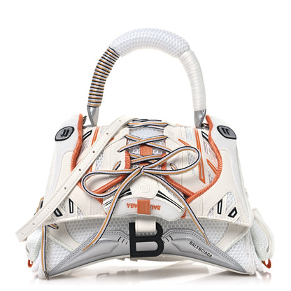 Balenciaga Faux Calfskin Fabric Glow In The Dark Small Sneakerhead Top Handle Bag White Orange 1 of 9