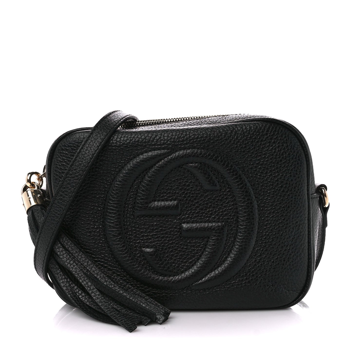 Pebbled Calfskin Small Soho Disco Bag Black