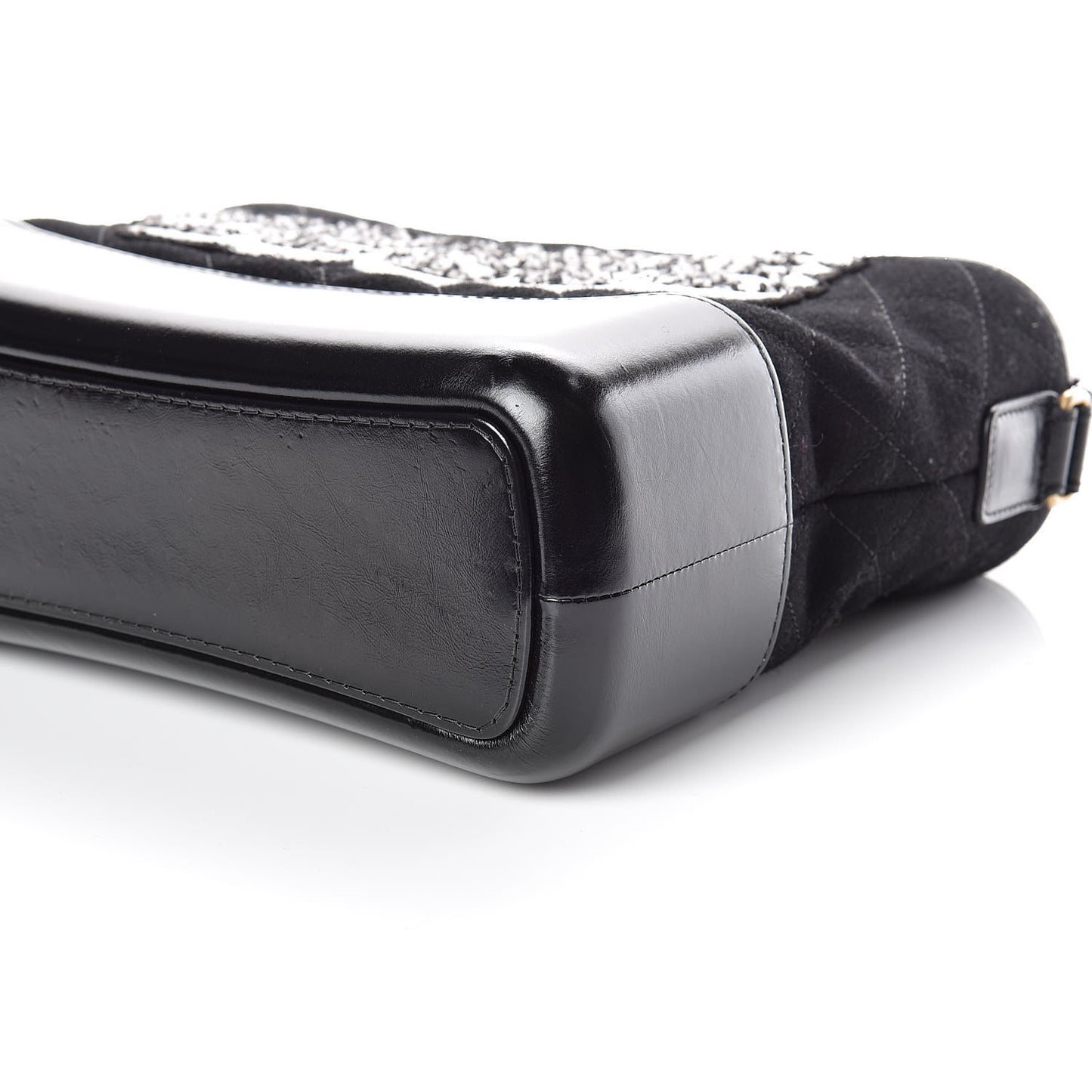 Felt Calfskin Quilted Medium Gabrielle Hobo Black