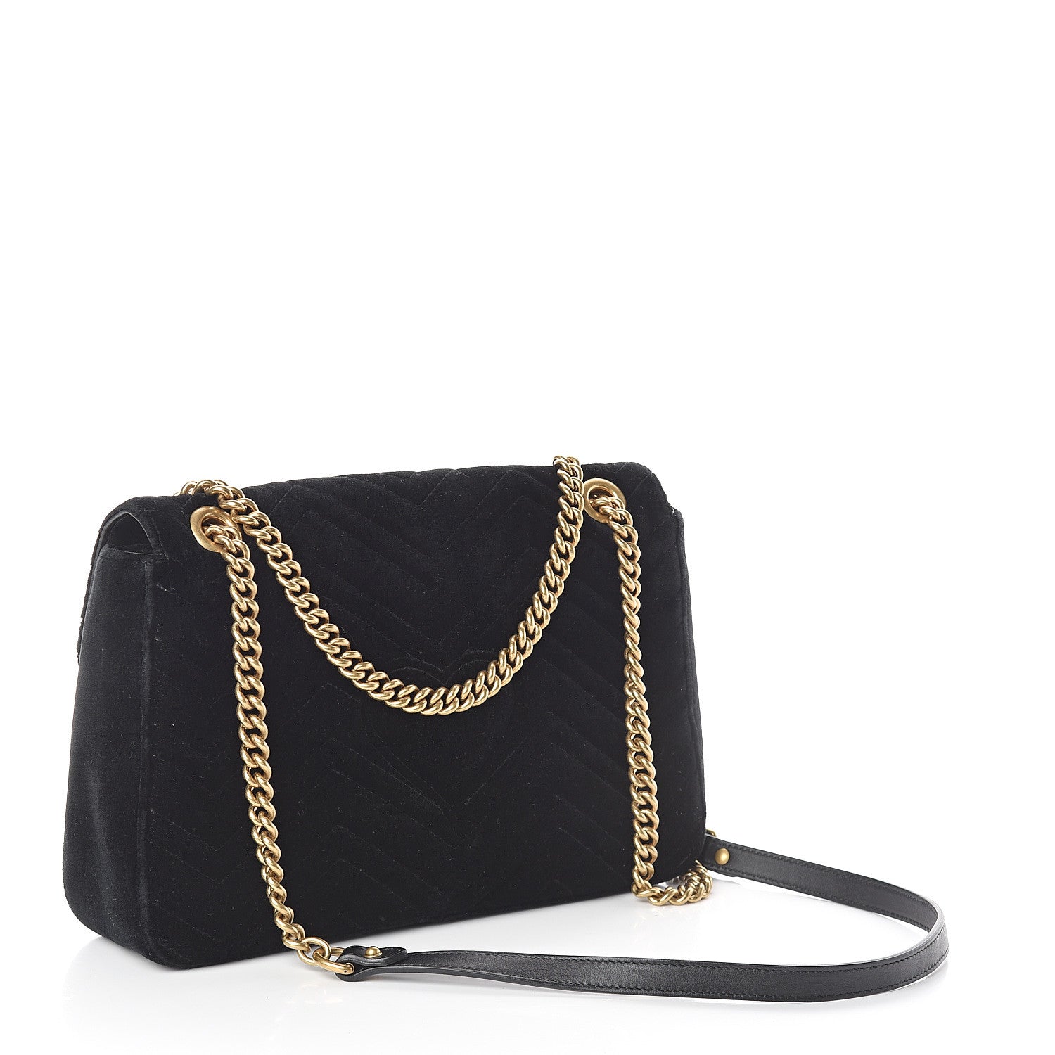 Gucci Velvet Matelasse Loved Embroidered Medium GG Marmont Shoulder Bag Black 2 of 8