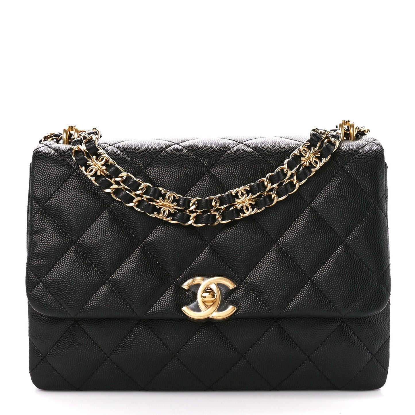 Caviar Quilted Coco First Flap Black