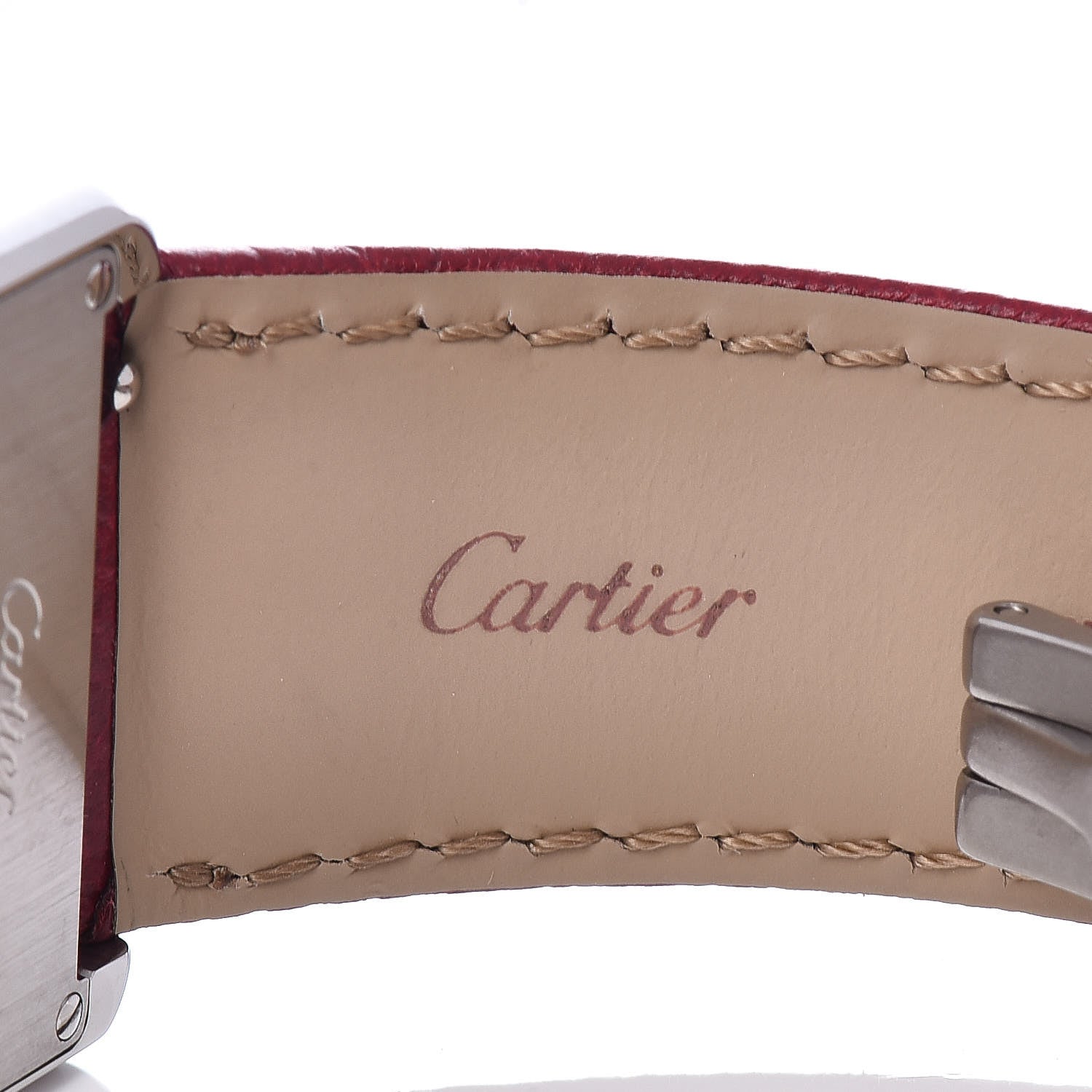 Cartier Stainless Steel Calfskin 27mm Tank Solo Quartz Watch Burgundy 6 of 8