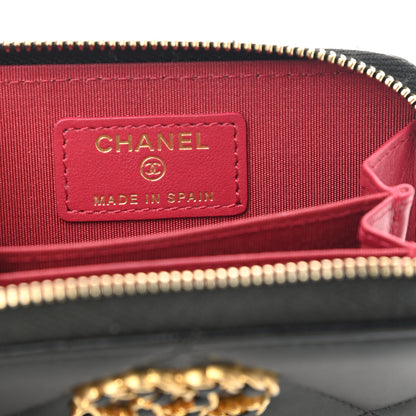Chanel Lambskin Quilted Chanel 19 Zip Around Coin Purse Wallet Black 6 of 10