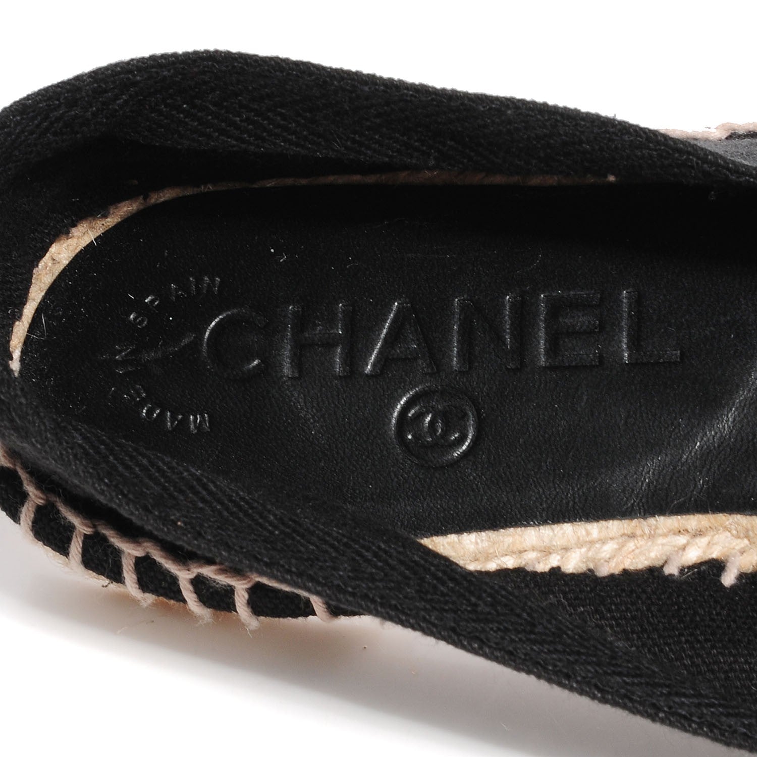 Chanel Toile CC Espadrilles Black Beige 39 7 of 7