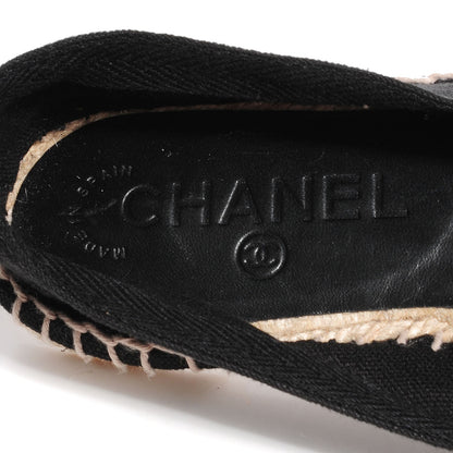 Chanel Toile CC Espadrilles Black Beige 39 7 of 7
