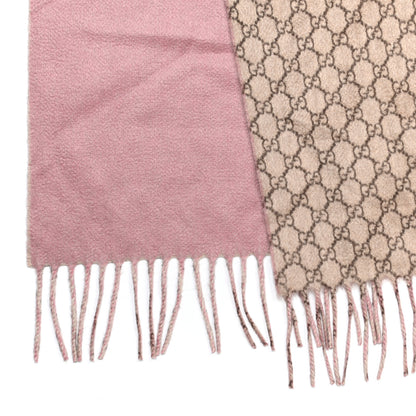 Gucci Cashmere Monogram Fringe Scarf Beige Pink 3 of 5