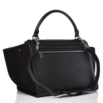 Celine Drummed Calfskin Suede Medium Trapeze Black 3 of 9