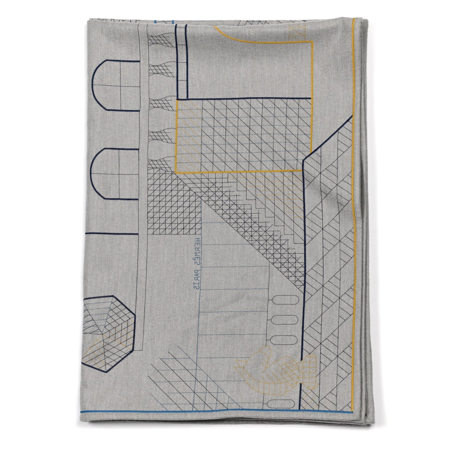 Cashmere Les Cavaliers Blanket Ocre Bleu