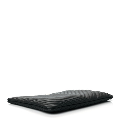 Chanel Caviar Chevron Quilted Large Cosmetic Case Black 4 of 10