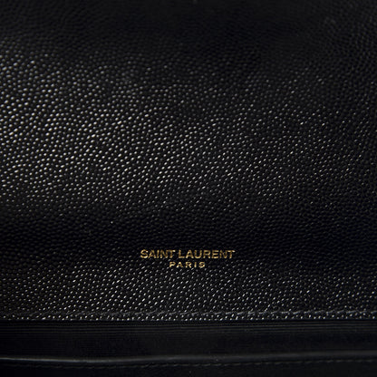 Saint Laurent Grain De Poudre Textured Mixed Matelasse Triquilt Medium Monogram Satchel Black 8 of 9