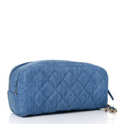 Chanel Denim Quilted Toiletry Case Blue 3 of 9