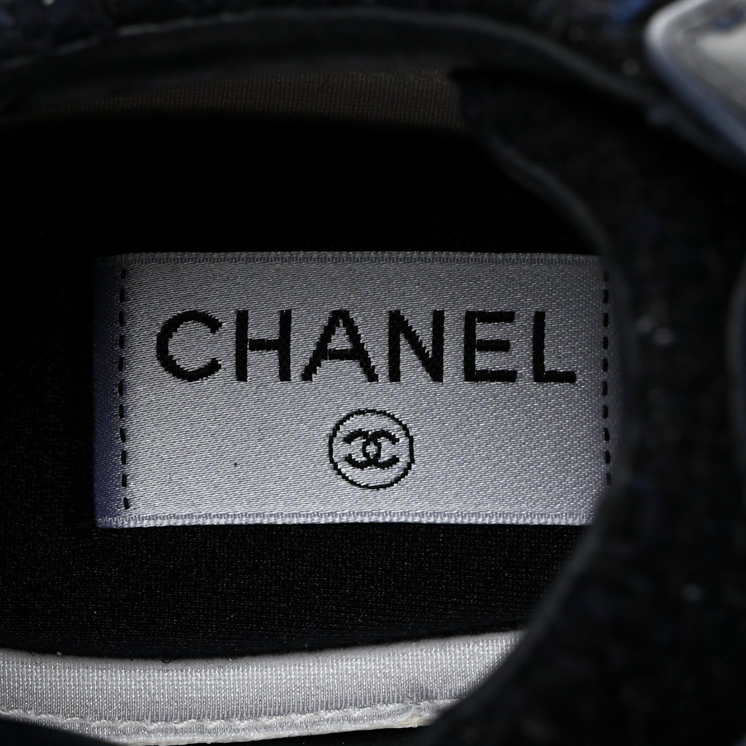 Chanel Tweed Suede Womens CC Sneakers 36 Black Blue 6 of 12