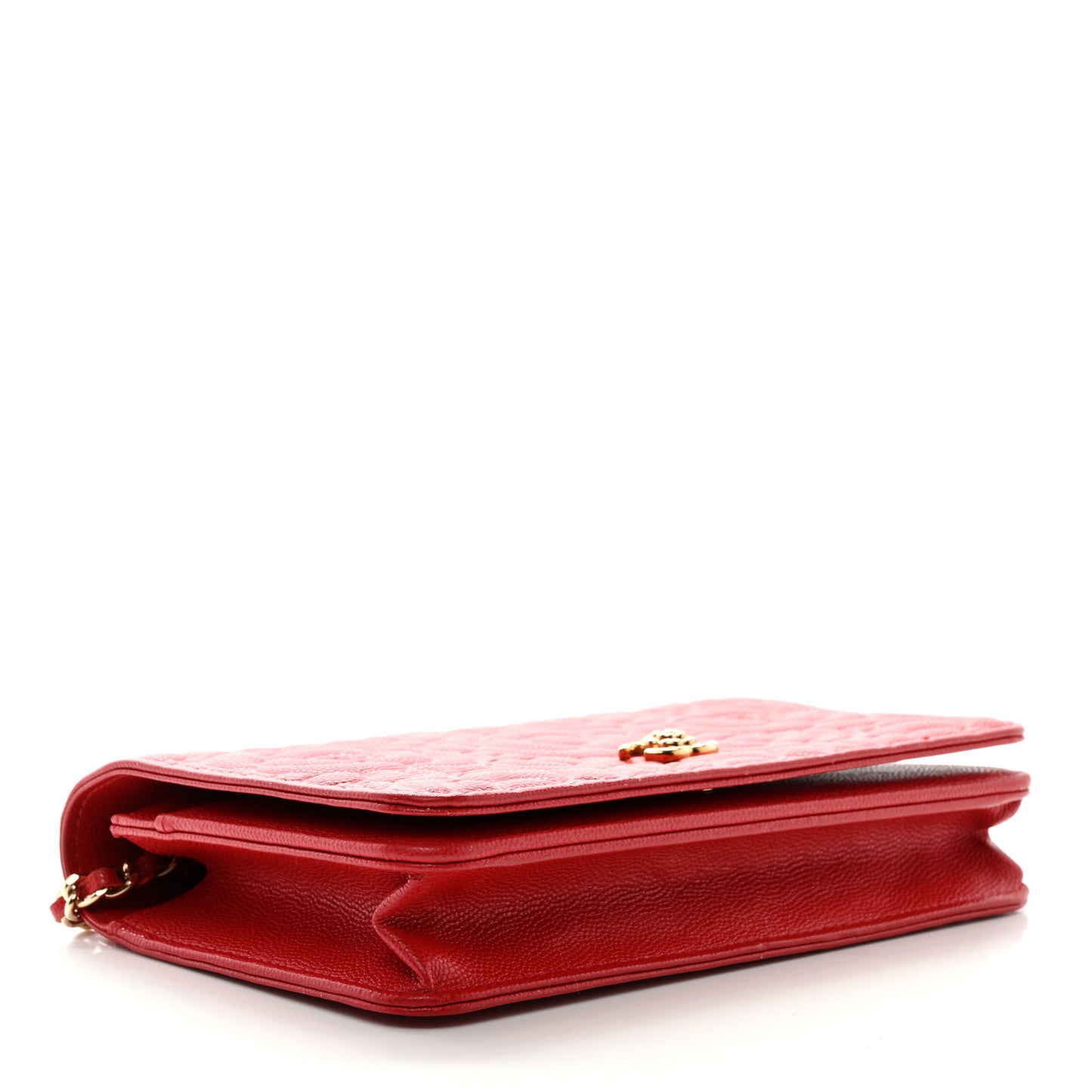 Caviar Camellia Embossed Wallet On Chain WOC Red